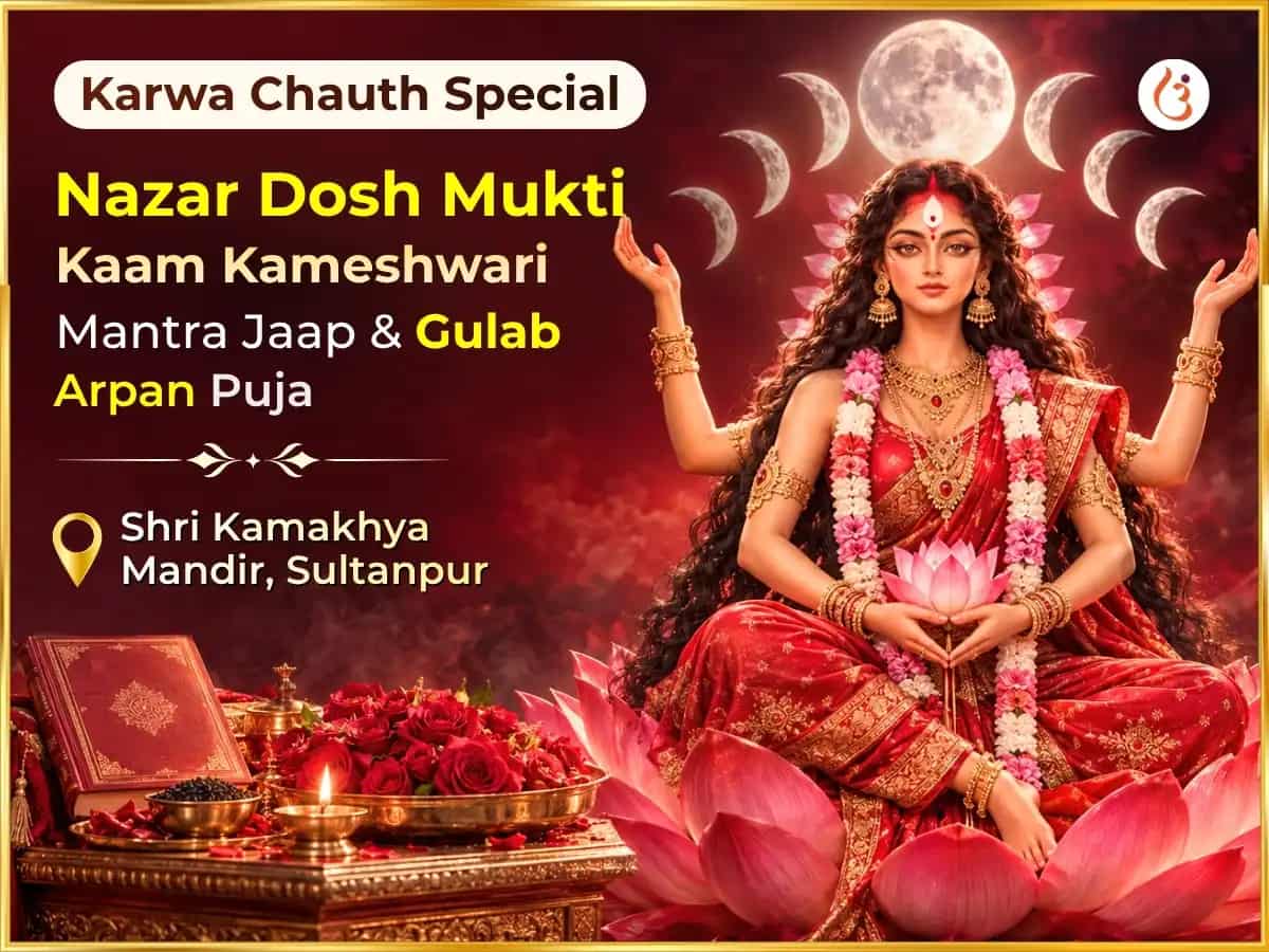 Karwa Chauth Special Nazar Dosh Mukti Kaam kameshwari Mantra Jaap & Gulab Arpan  puja image 1