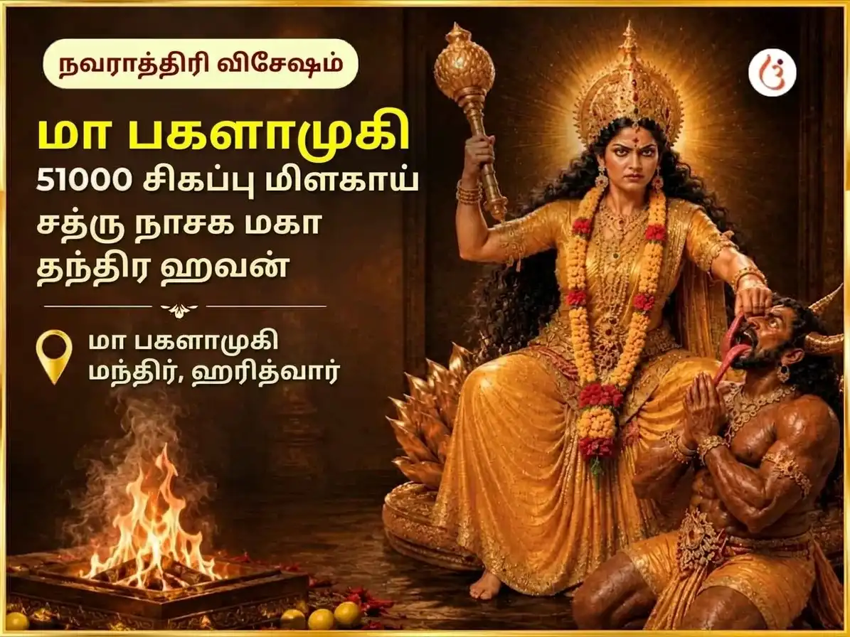 நவராத்திரி விசேஷ மா பக்ளாமுகி 51000 சிவப்பு மிளகாய் சத்ரு நாசக மகா தந்திர ஹவன் puja image 1