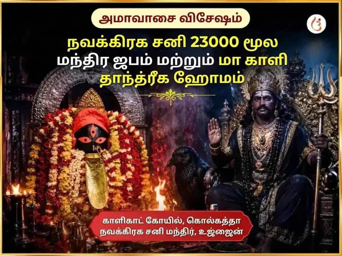ஃபல்ஹாரிணி அமாவாசை விசேஷ மா காளி தாந்த்ரீக ஹவன் மற்றும் நவக்கிரக சனி விசேஷ எண்ணெய் எள் தானம் puja image 1