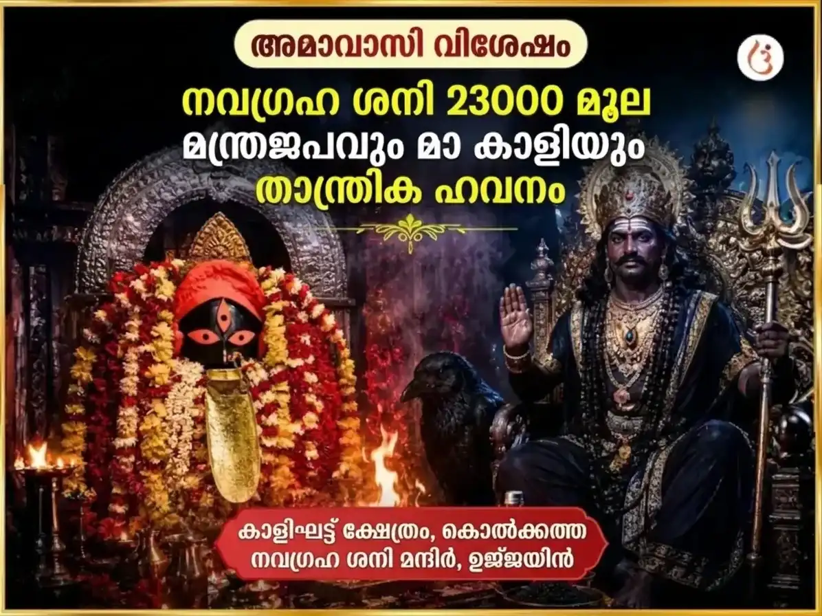 ഫലഹാരിണി അമാവാസി വിശേഷ് മാ കാളി താന്ത്രിക ഹവനം & നവഗ്രഹ ശനി വിശേഷ് തേൽ തിൽ ദാൻ puja image 1