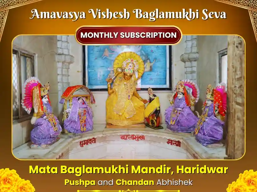 Maa Bagalamukhi Mandir Haridwar Masik Amavasya Visesh Yellow Pushpa & Chandan Daan image