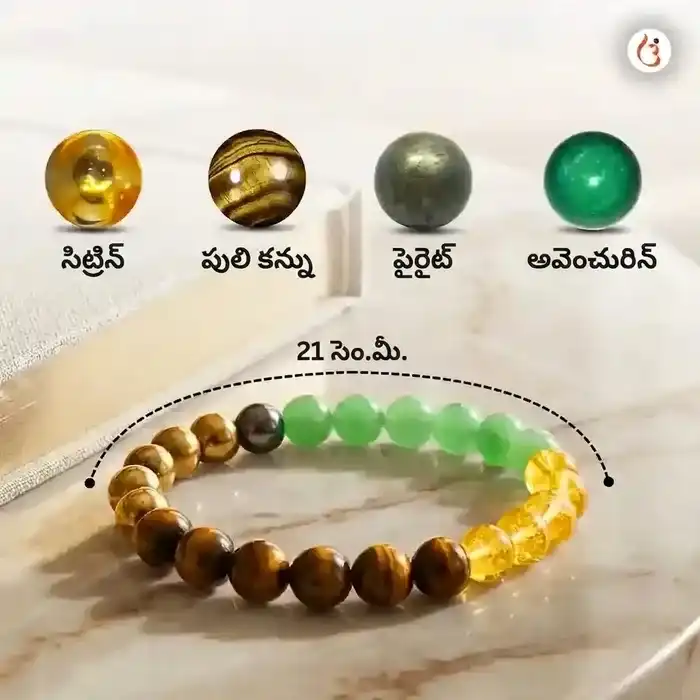 శక్తివంతమైన మనీ మాగ్నెట్ బ్రాస్‌లెట్ (టైగర్ ఐ + పైరైట్ + గ్రీన్ అవెంచూరిన్ + సిట్రిన్ పూసలు) - image 11