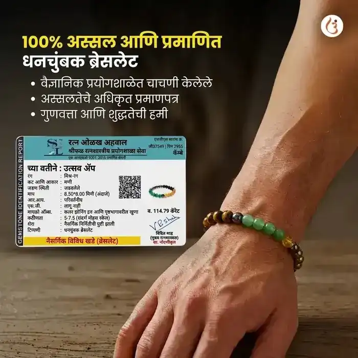 सिद्ध मनी मॅग्नेट ब्रेसलेट (टायगर आय + पायराइट + ग्रीन अव्हेन्चुरिन + सिट्रिन मणी) - image 12