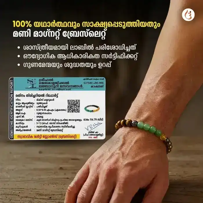ഊർജ്ജസ്വലമാക്കിയ മണി മാഗ്നറ്റ് ബ്രേസ്ലെറ്റ് (ടൈഗർ ഐ + പൈറൈറ്റ് + ഗ്രീൻ അവഞ്ചുറിൻ + സിട്രൈൻ മുത്തുകൾ) - image 12