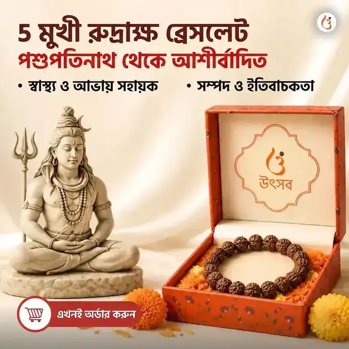 অভিমন্ত্রিত ৫ মুখী রুদ্রাক্ষ ব্রেসলেট (আসল নেপালি রুদ্রাক্ষের দানা) - image 1