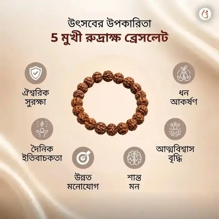 অভিমন্ত্রিত ৫ মুখী রুদ্রাক্ষ ব্রেসলেট (আসল নেপালি রুদ্রাক্ষের দানা) - image 4