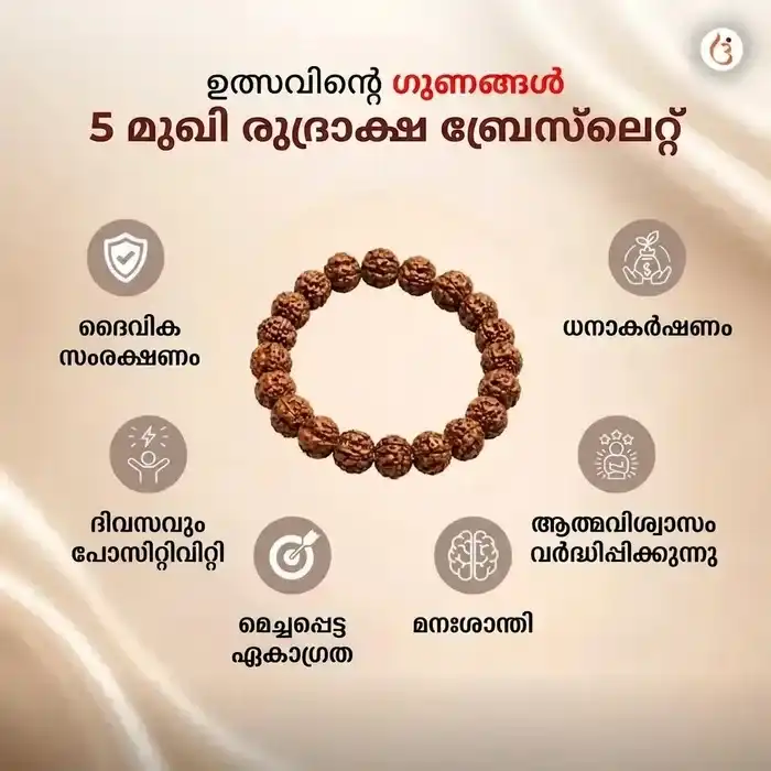 ഊർജ്ജസ്വലമാക്കിയ 5 മുഖി രുദ്രാക്ഷ ബ്രേസ്ലെറ്റ് (യഥാർത്ഥ നേപ്പാളി രുദ്രാക്ഷ മുത്തുകൾ) - image 4