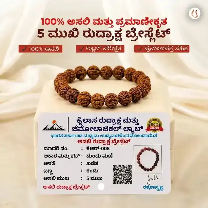 ಶಕ್ತಿ ತುಂಬಿದ 5 ಮುಖಿ ರುದ್ರಾಕ್ಷಿ ಬ್ರೇಸ್ಲೆಟ್ (ಅಸಲಿ ನೇಪಾಳಿ ರುದ್ರಾಕ್ಷಿ ಮಣಿಗಳು) - image 6